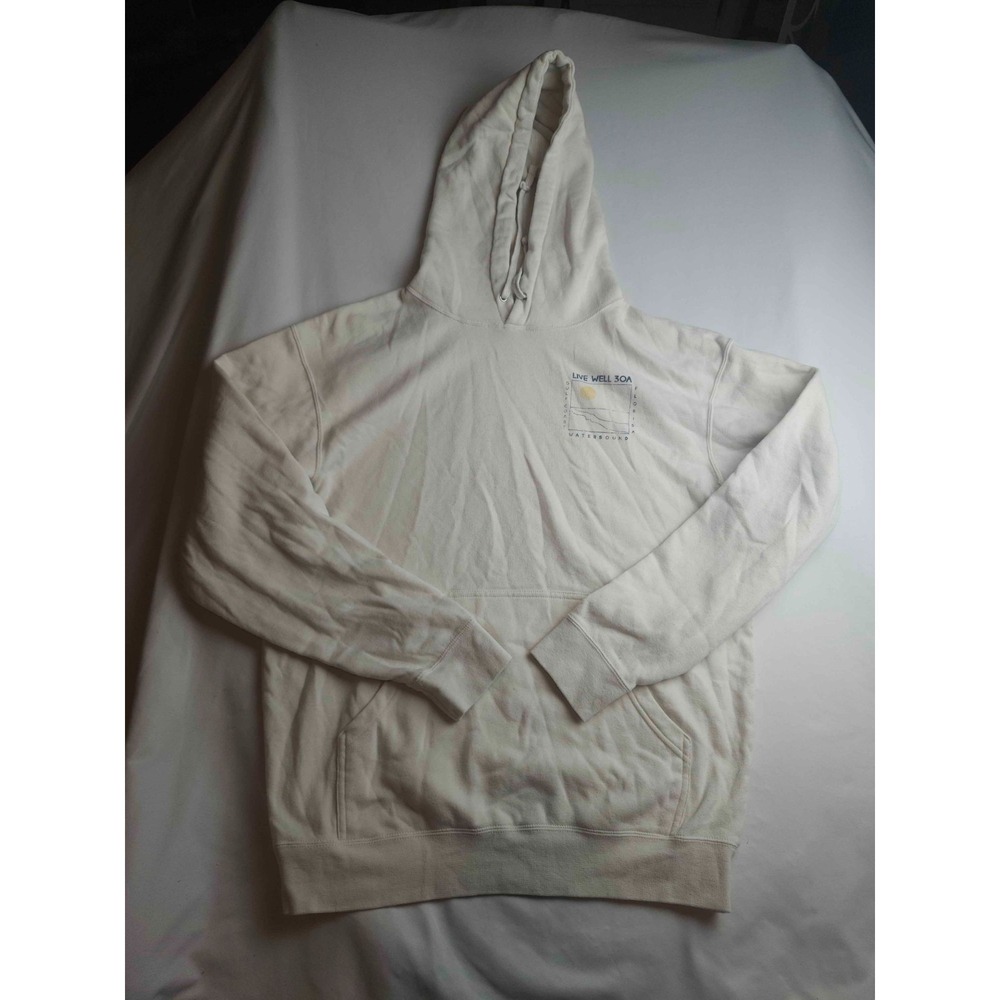 Techstyles Live Well 30A Watersound Gulf Coast Florida Hoodie Mens Large White
